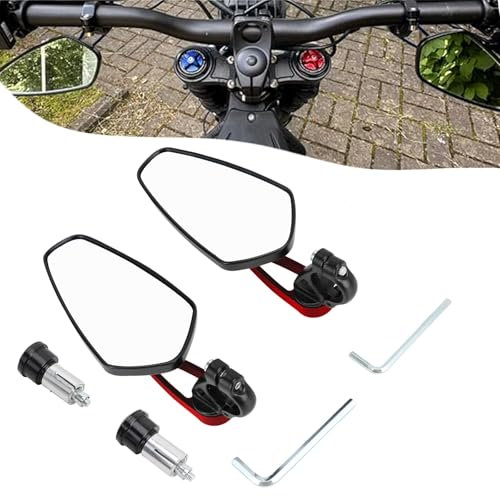 Motorrad-Rückspiegel, 1 Paar Aluminium-Legierung, Motorradspiegel mit Spiegelhalterung, Lenkerendenspiegel für Sur-Ron X/S Sur Ron Surron Light Bee-Red