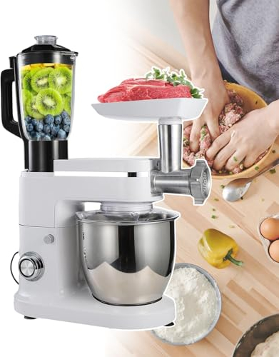 Elektrische Küchenmischer, Küchenpresse, 6 Liter Edelstahl Rührschüssel, Abs-Metall-Randkörper, Für Geburtstagsfeiern, Firmen-Teambuilding, Hochzeitsorte, Weiß