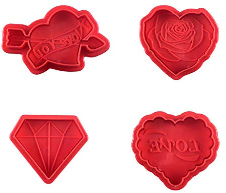 4 Stück 3D Rose Herz Frühling Plätzchenform Keksschneider Backen Kuchen Dekor Sets Für Frauen Geschenk