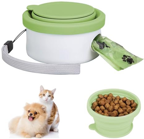 3 in 1 Collapsible Dog Food Bowls with Dog Poop Bags,foldable portable travel Drink Eat bowl for Dogs with Carabiner. Feeding Bowl,No-Spill and Non-Skid, Handy And Unique for All Occasions