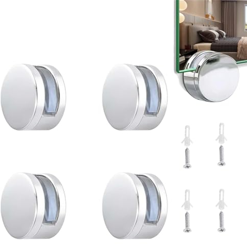 4 Pcs Miroir Clips,Pince De Verre Pour Support d'Étagère,Livré Avec Des Clous De Montage,Pince Dn Verre Clips,Convient Pour Salle De Bains Et Plus