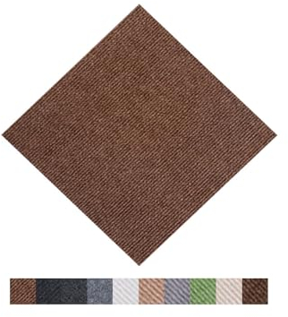 Hiseng Teppichfliesen Selbstklebend 30x30cm - 10/20/30 Stück Teppichfliesen Selbstliegend Rutschfeste Strapazierfähig Teppich Bodenbelag für Büro Wohnzimmer Schlafzimmer (30 Stück,Braun)