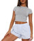 OYIGELZ Damen Basic T-Shirt Klassischer Schnitt Sommer Tee Shirts Kurzarm Crop Tops Y2K Slim Fit Tshirt Oberteile(Hell Grau-X1,S)