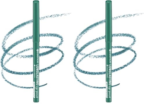 essence cosmetics LONG-LASTING eye pencil, Kajal, 18 Stunden Halt, wasserfest, Nr. 12 i have a green, grün, definierend, langanhaltend, vegan, wasserfest, Mikroplastik Partikel frei (0,28g)