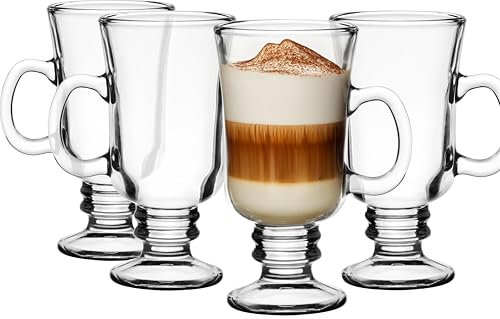 Glasmark Krosno Gläser 4er Set 0,2 Liter Kaffeegläser Teegläser Kaffee Tee Glas Irish Coffee Latte Macchiato Glühwein Gläser Trinkgläser Wassergläser Spülmaschinenfest Glasses 4 x 200 ML