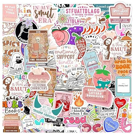 Mrltau 120 Stück Bookish Sticker Set - Kindle Hülle, Book Merch, Kawaii, Laptop, Bücher - Buchliebhaber Aufkleber