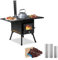 Outopee Camping Wood Stove, Outdoor Portable Tent Wood Burning with Stainless Chimney Pipes, Tent Stove Jack & Gloves for Outdoor Camping Cooking and Heating 1-2 People Use