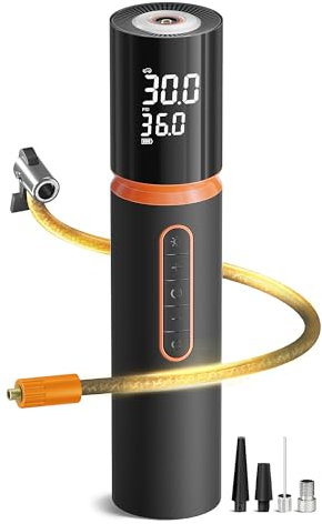 Bomba de aire electrónica portátil de 10000 mAh, 150 PSI y 5 modos, pantalla digital y luz LED, bomba de aire de batería para coche, motocicleta, bicicleta, bolas, naranja