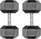Hexagon Hanteln | 2er Set 10-25 kg | Rutschsicher Ummantelt | Ergonomische Griffe | Poly-Gummierte Kurzhantel-Set | Dumbbells Set Gewichte Training für Aerobic (2 x 25kg -Schwarz)