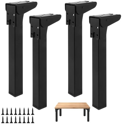 DAJAVE 4 Stück Tischbeine Klappbar, 25cm Tischbein Klappbar, Faltbare Tischbeine, Metall Schreibtischbeine, Klappbare Möbelbeine für Schreibtisch Esstisch, Couchtisch, Tisch