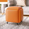 5-in-1 stapelbarer Sitzwürfel mit Drehrollen, Leder-Sofa, Stuhl für Wohnzimmer, Schlafzimmer, Esszimmer, Orange, 45 cm