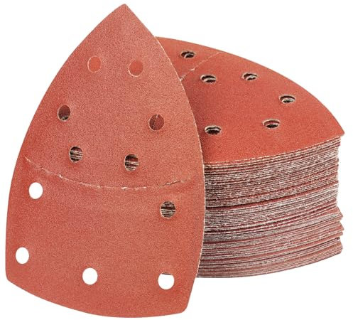 PMIQSA 100PCS 100 Grits Sanding Pads Mouse Sander Pads 11 Hole Sanding Sheets Hook Sandpaper Sheets for Multitool Detail Sander Paper