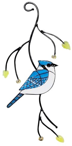 Stained Glass Window Hangings Ornaments,Bird Ornaments,Glass Robin Hanging Ornaments,Bird Suncatcher,Beautiful,Durable,for Outdoor Gardens,Home Windows,Fences,Decorations