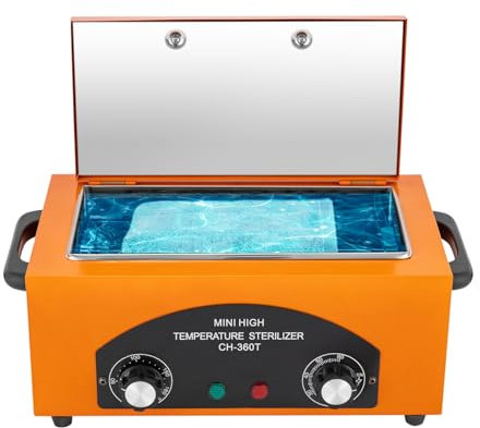 Stérilisateur à air chaud, 300W 1.5L Stérilisateur, 50-220°C Désinfection par Stérilisateur à Air Chaud avec Minuterie et Voyant Lumineux pour Salon Coiffure (orange)