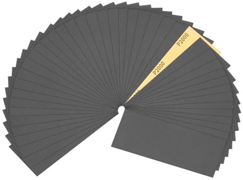 Sruhrak 30 Pieces Sandpaper 9.3 x 23 cm Waterproof Sanding Paper 2000 Grits Sanding Sheets Set for Wood Metal Automotive Plastic Surface Preparation