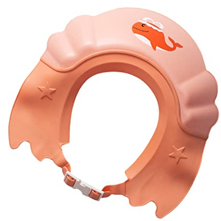 Verstellbare Badehaube aus Kunststoff, Rosa | Sanfte Shampoo Kappe mit Niedlichem Walfischmotiv, Tragbar, für Jungen und Kinder im Bad