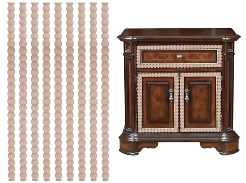 20 Stück unlackierte 3D-dekorative Holzleisten Leicht zu schneiden DIY Holzleiste Einfärbbar für Zuhause, Wand, Schrank, Regal, Fenster, Tür Länge 40 cm Breite 18 mm (Perlenmuster)