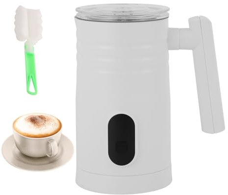 Montalatte da 350 ml, spegnimento automatico per schiuma di latte calda e fredda, montalatte elettrico automatico per latte, macchiato, cappuccino (bianco)