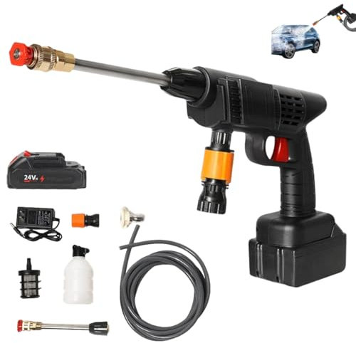 Cordless Portable Pressure Washer-Multi-Function High Pressure Water Blasters,Battery Powered 6-in-1 Car Wash Spray Gun,Adjustable Nozzle Power Handheld Car Washer for Car,Home,Garden (1)