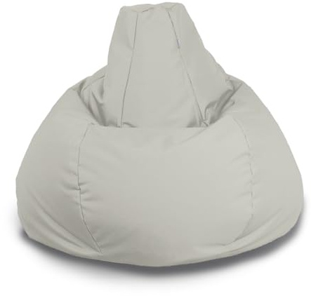 Bags of Beans Wipe Clean Giant Adult Gaming Bean Bag Pre-Filled - Platinum | Water Resistant Large Teens Beanbag Lounger - Heavy Duty & Machine Washable Removeable Cover - Gaming Room - 112(H) x 68(W)cm