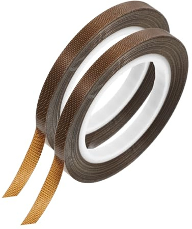 2 Rollen Ptfe Hochtemperatur Dichtungsband aus Glasfaser, Kaffeefarben | Elektrische Anwendungen und Industrie, Verschleißfest, Vielseitige Lösung, Kompatibel mit Vakuumiergerät