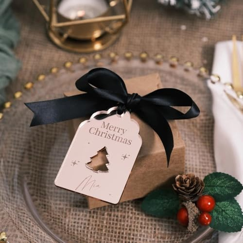 Lot de 100 étiquettes de nom de Noël personnalisées pour décoration de crackers de Noël, étiquettes cadeaux festives