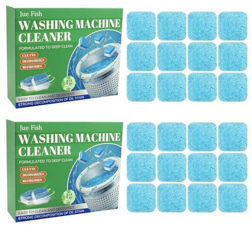24 PCS Waschmaschinenreiniger Tabs – Extra Stark gegen Geruch & Kalk, Waschmaschinen Entkalker mit Tiefenreinigungsformel, Universal für Frontlader/Toplader