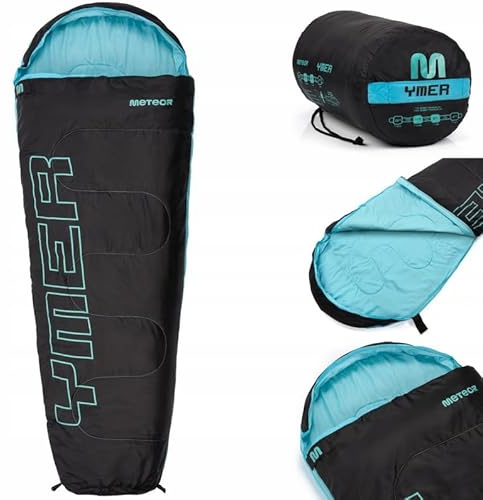 meteor Ymer Ultraleicht Kinderschlafsack – Temperaturbereich –5 °C bis 11 °C – komfortabler Schlafsack für Kinder 155×50 cm mit Soft Innenfutter – Mumienschlafsack für Kindergarten Übernachtungen