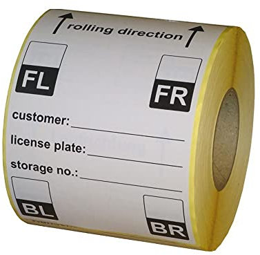 Reifenetiketten für Einlagerung/tire labels EXTRA STARK haftend - 100 x 150 mm - 200 Stück - Variante C - Englisch