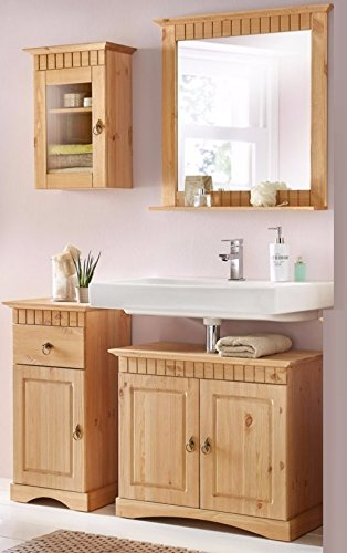 clever-moebel 4 TLG Badmöbel- Set aus Kiefernholz gelaugt/geölt, Badschrank, Badschränke