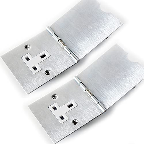 Loops 2x Brushed Steel Single Floor Plug Socket Outlet - 1 Gang UK Electrical 13A Mains