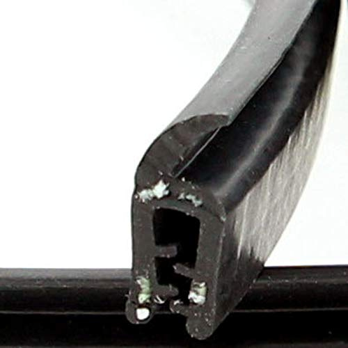 SMI-Dichtungsprofil DF1 für 1-2mm EPDM Vollgummi mit Stahleinlage selbstklemmend ohne Kleber - Kantenschutz mit Fahne oben Dichtung, Kantenschutzdichtprofil für Auto, Kofferraum (1 m)