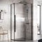Tudor Bathroom Shower Enclosure Toughened Glass Aluminium Profile Universally Handed Corner Pivot Door Matt Black- 900mm