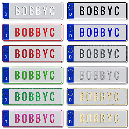 TEILE-24.EU Malinowski Bobby Car Kettcar Tretauto Namensschild Junior Kennzeichen Kidsplate BobbyCar nach ihrem Wunsch geprägt 340x90mm
