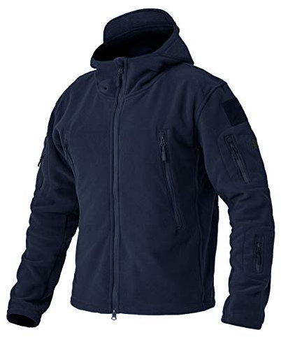 EKLENTSON Fishing Jackets for Men Tactical Fleece Outdoor Sport Windbreaker Jacket Winter Hoodie Full Zip Up Workwear Coats Navy,M