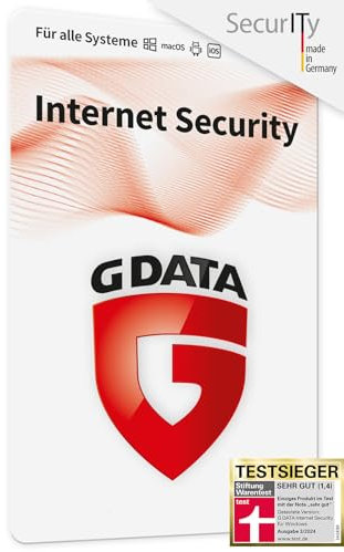 G DATA Internet Security 2024 | 3 Geräte | 1 Jahr | für PC, Mac, Android, iOS | zukünftige Updates inklusive | Made in Germany | Aktivierungskarte per Post