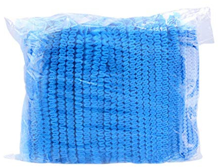 Exceart, 100 cuffie usa e getta in tessuto non tessuto, a sbuffo, anti-polvere, elastico, a rete, a pieghe, per salone di parrucchiere, per uso medico ospedaliero