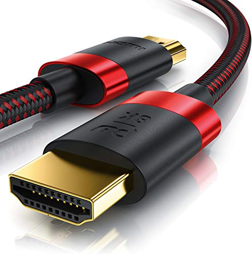 CSL - 8k / 4k HDMI Kabel 2.1/2.0-2m - 8K @ 60Hz / 120Hz - 4K @ 240Hz - 48 Gbit/s - 3D - Ultra High Speed mit Ethernet - TV Blu-ray PS5 Xbox Series X Switch - schwarz - 2 Meter