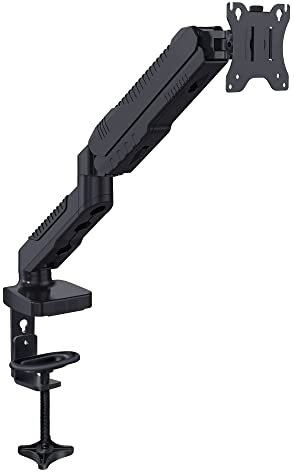 Supporto per monitor singolo, braccio regolabile con molla a gas, montaggio VESA con morsetto a C o base di montaggio per schermo da 15 a 27 NCH con peso fino a 6,5 kg