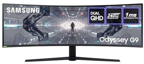 Samsung Odyssey G9 LC49G95TSSRXXU 49 1000R Curved Gaming Monitor - 240hz, 1ms, 1440p QHD, Gsync, QLED, HDMI, Displayport, USB