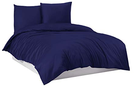 Mixibaby Bettwäsche Bettgarnitur Bettbezug 100% Baumwolle 135x200 155x220 200x220 200x200, Farbe:Dunkelblau, Größe:200 x 220 cm