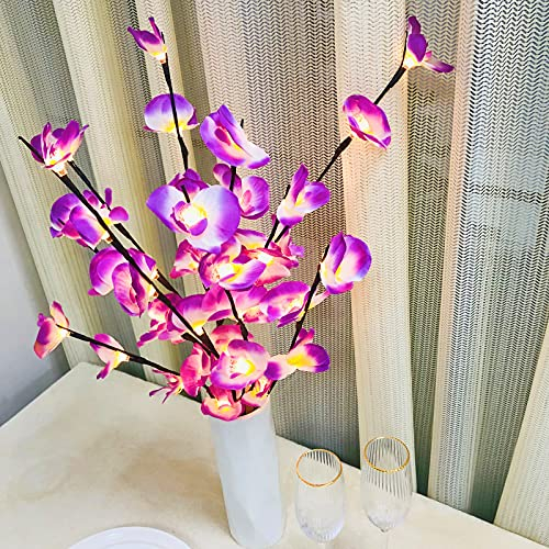 Künstliche Phalaenopsis LED-Zweig-Lichter, künstliche Schmetterlings-Orchideen-Zweig-Lichter, flexibler Zweig, Dekorationslicht für Zuhause, Geschäft, Fenster, Vase, Tisch, Zimmer, Hochzeit,