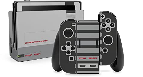 Folien Skin für Spiele Konsole Joy-Con und Ladestation Aufkleber Set Top Schutz gegen Kratzer Design Sticker Cover passgenau selbstklebend RX021 (Nr. 19 Entertainment System)