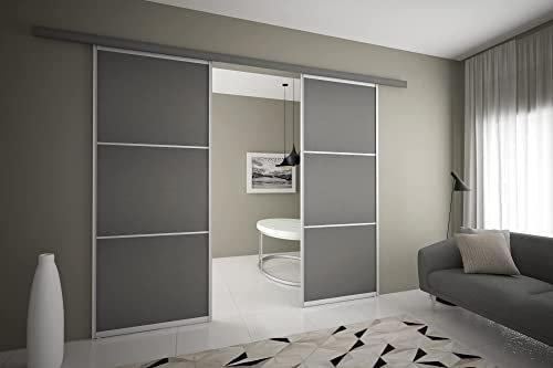 Alucabina - Porta scorrevole esterno vano a 2 ante SU MISURA - Larghezza vano 140 cm - altezza vano 270 cm