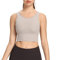 Lemedy Damen-Sport-BHs, Träger, lang, Fitness, gepolstert, für Workout, Yoga, Laufen, bauchfreies Tanktop, Hellgrau-U-Rücken, small