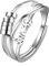 JewelryWe Schmuck Anxiety Ring Damen Angst Fidget Spinner Ring Verstellbar Edelstahl Anti Stress Spinning Ringe Zappelringe Geschenke für Frauen Silber - Smile