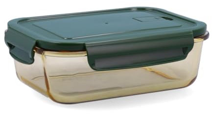 Bidasoa INFINITY Recipiente Rectangular Hermético, Vidrio 20,7x15,4x7 cm, 104 cl