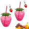 Glasses Drinking,Tumblers, Strawberry Cups with Lid Straw Portable Cute Drinking Cup Lovely Water Bottle Cold Beverage Mug