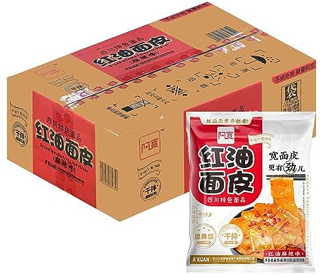 Baijia A-kuan Spicy Flavour Sichuan Broad Noodle 110g (Pack of 20) HALAL 白家红油辣面皮
