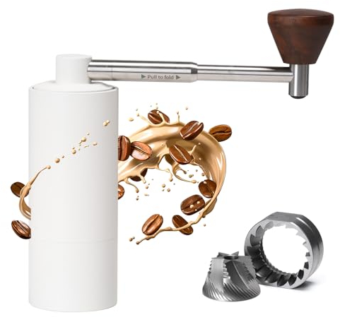 Timemore moulin à café manuel petit pliable petite poignée moulin à café portable Chestnut nano3 réglage externe numérique, voyage, camping, cadeau positionnement à double roulement Blanc